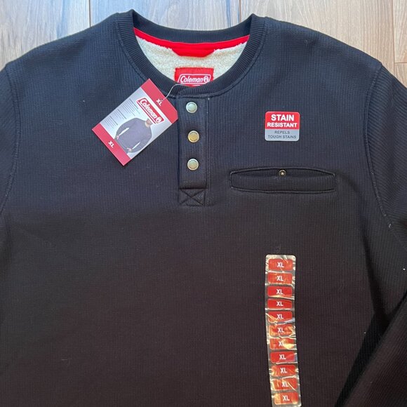 NWT Men's Sherpa Lined Coleman Long Sleeve Camping Fleece - Picture 2 of 5